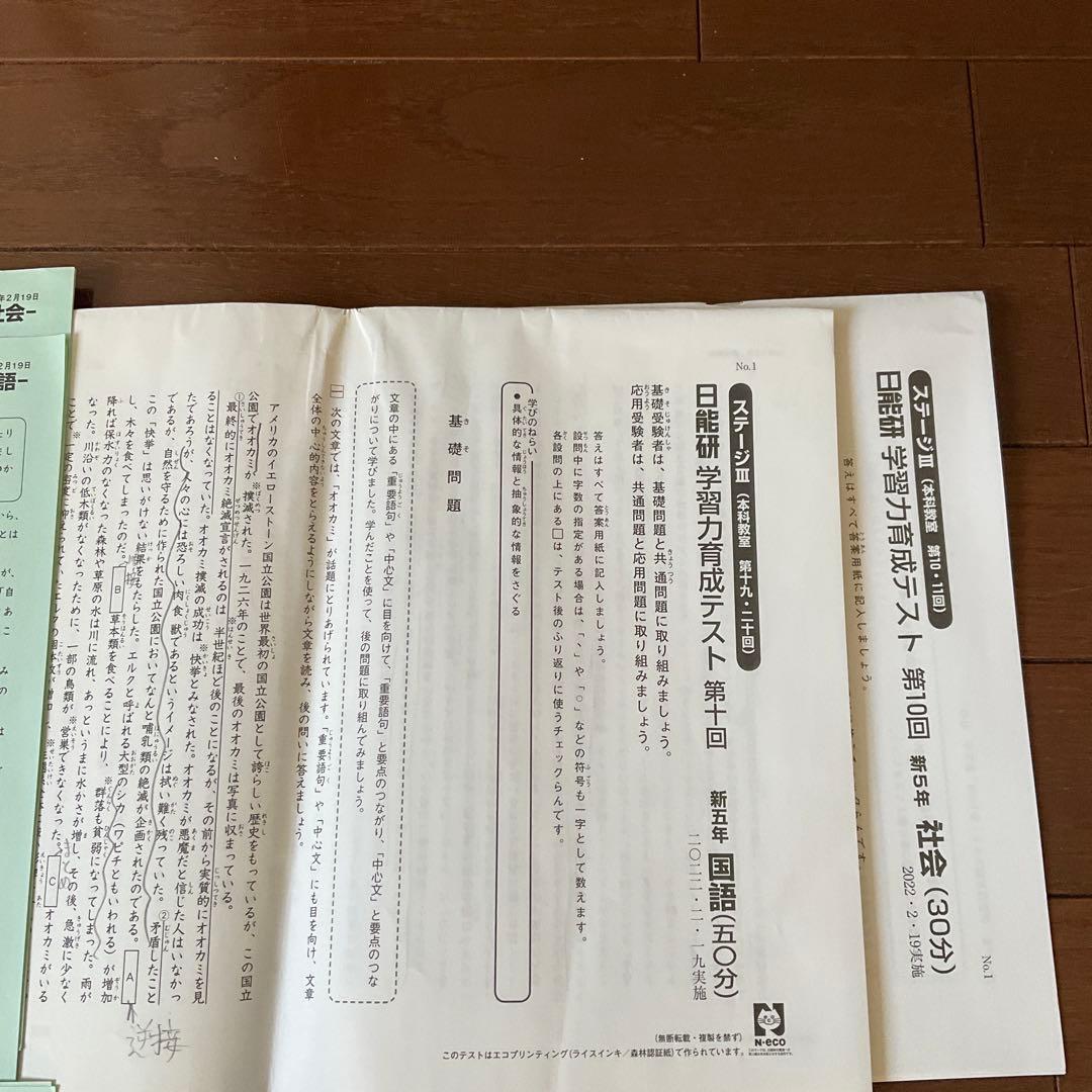 日能研 5年 2022年度　育成+公開+思考力+期間講習+記述力　テスト一式