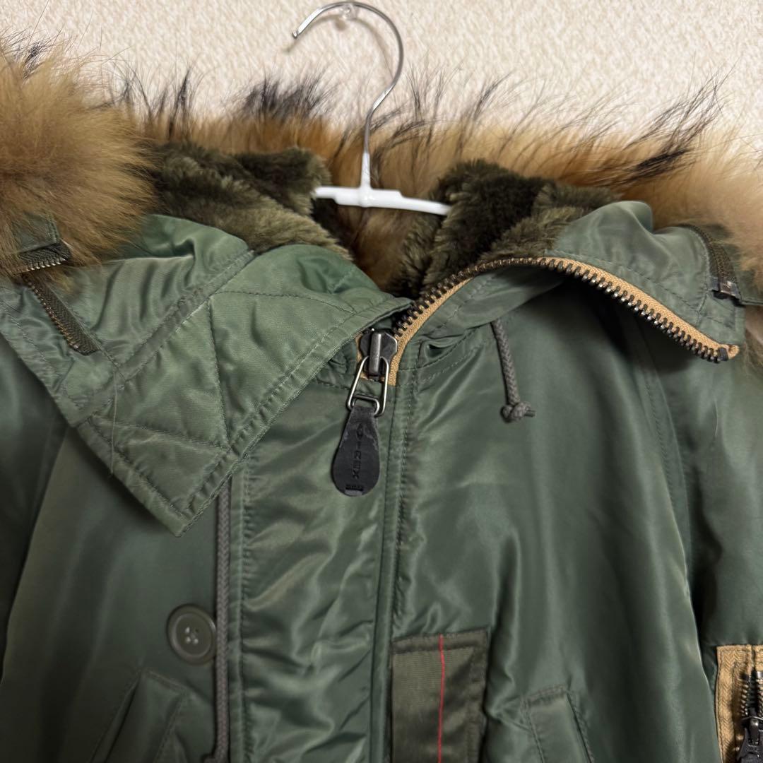 オリーブグリーン ミリタリージャケット ファー付き