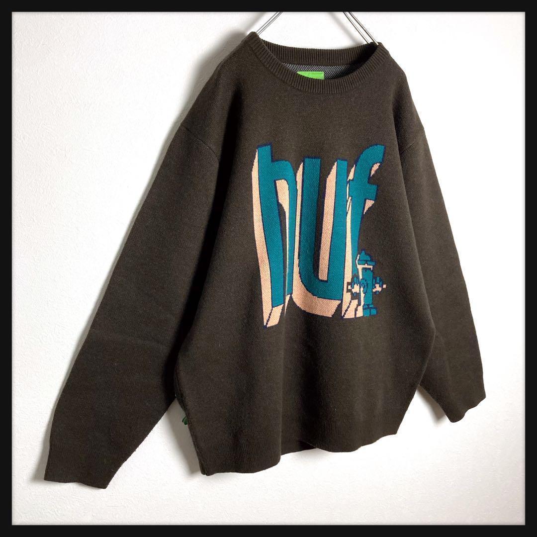 【即完売デザイン】ハフ★ビッグロゴ セーター 入手困難 ニット 希少XL 美品