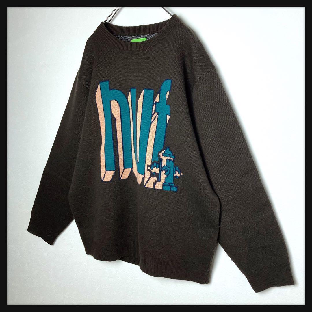【即完売デザイン】ハフ★ビッグロゴ セーター 入手困難 ニット 希少XL 美品