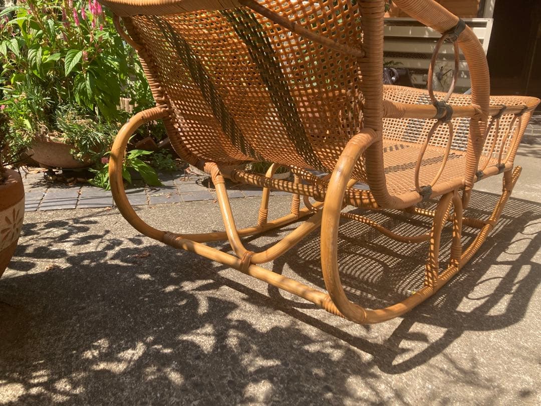 美品　激レア　ビンテージ　ラタンのゆりかご　ベビーベッド　アンティーク　ラタン