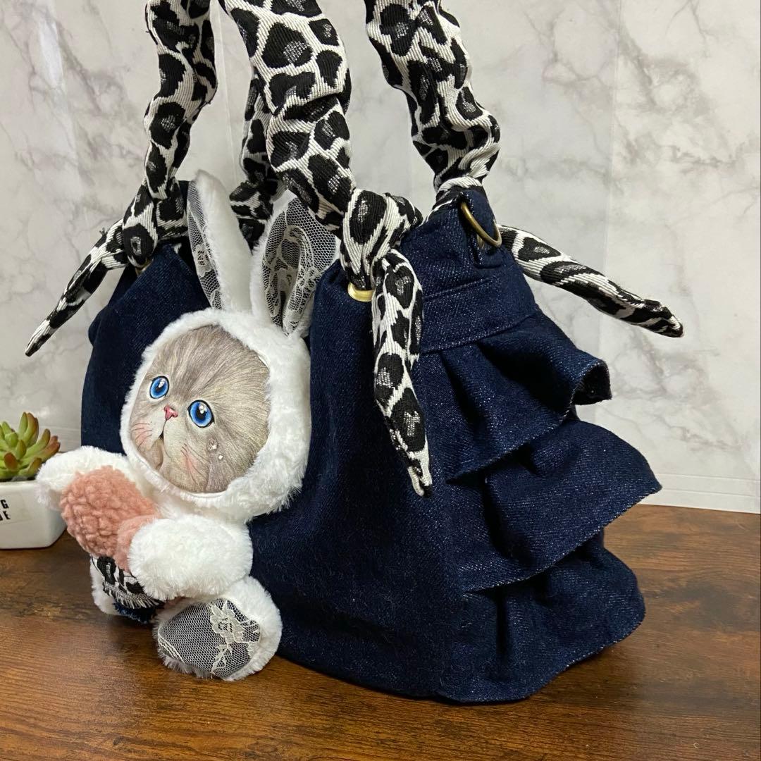 ❅*忙様 コヤンイサムチョン【デニムリメイク】フリルバッグ トートバッグ ハンド