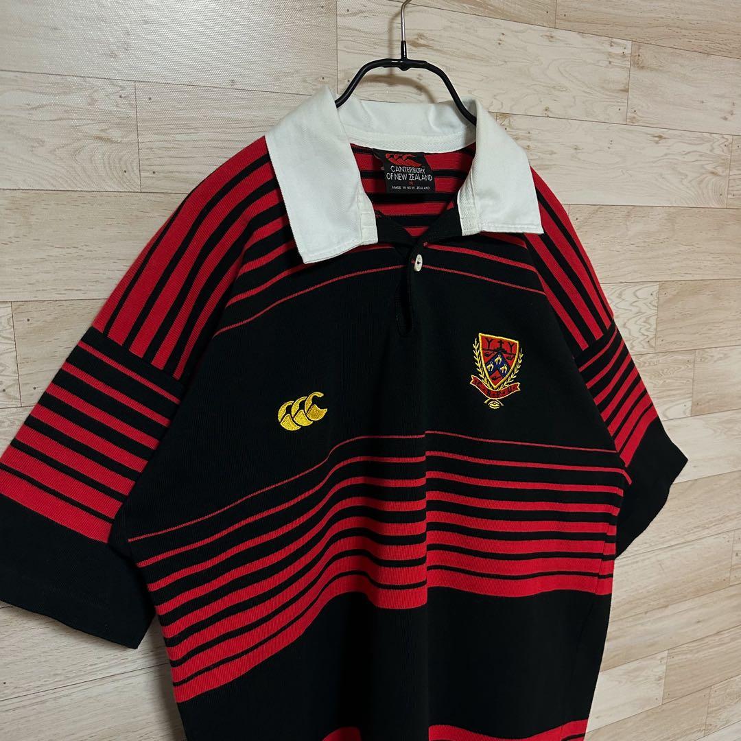 ✨Canterbury カンタベリー 半袖 ボーダー ポロシャツラガーシャツM✨