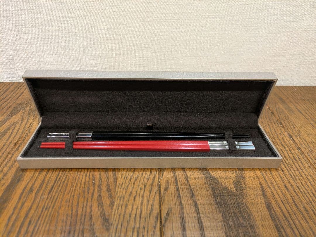 Christofle クリストフル 箸 ペアセット 赤黒