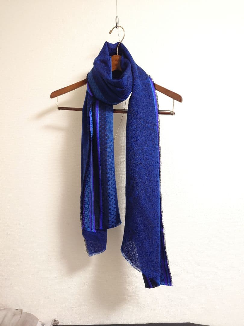 エトロ　ETRO　ストール　マフラー　ペイズリー　ネイビーブルー