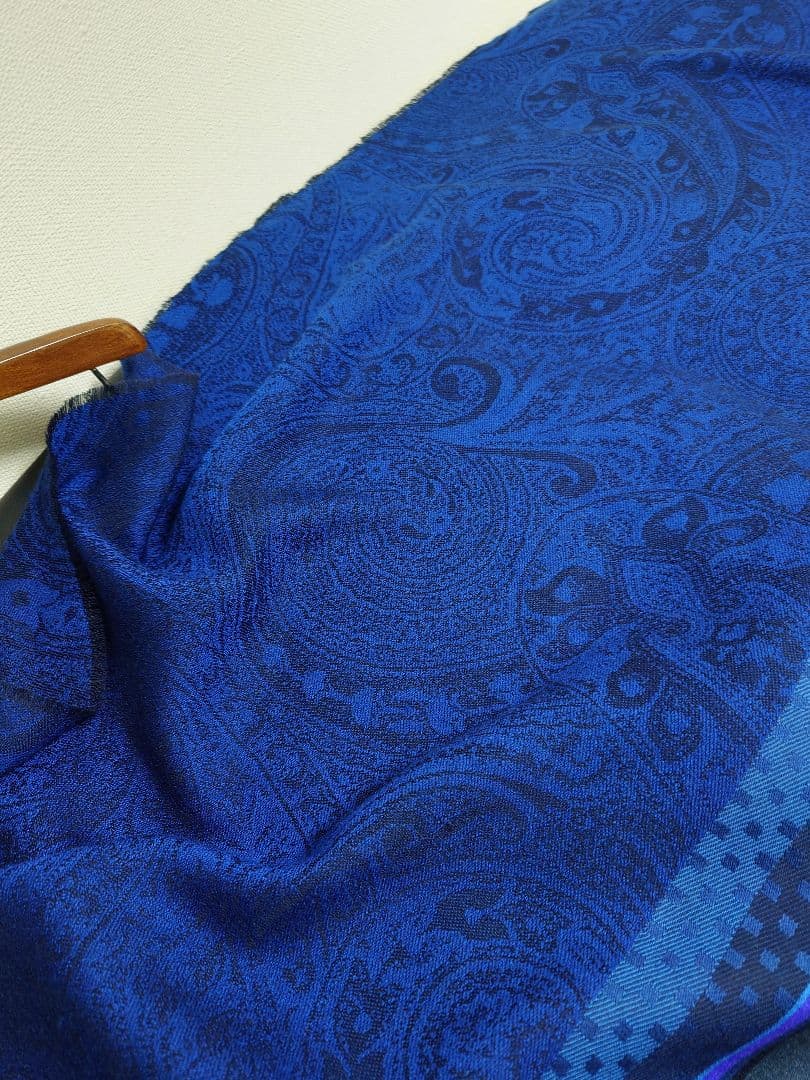エトロ　ETRO　ストール　マフラー　ペイズリー　ネイビーブルー