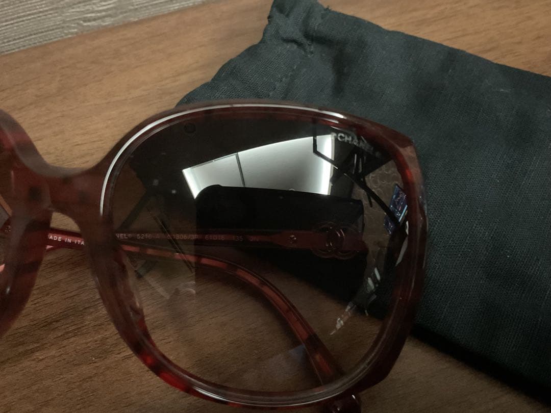 最終お値下げ　CHANEL レッド キャットアイ サングラス