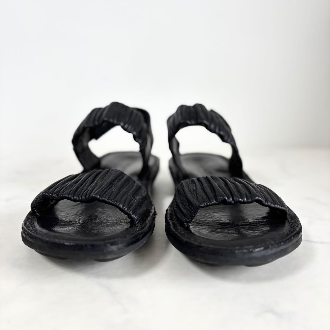美品 トリッペン 36 Pacific サンダル レザー ギャザー フラット 黒