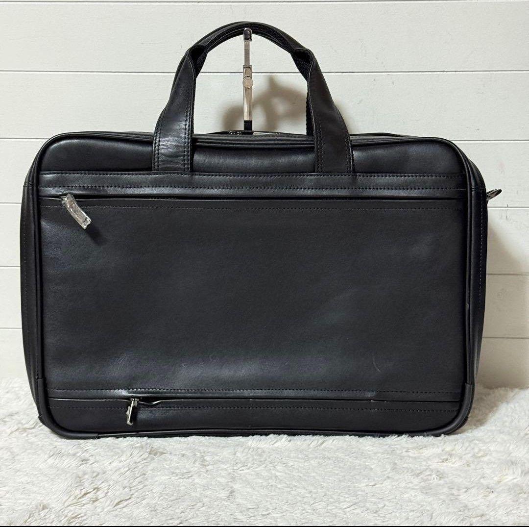 未使用　ゼロハリバートン　レザー　ビジネスバッグ　ブラック　大容量