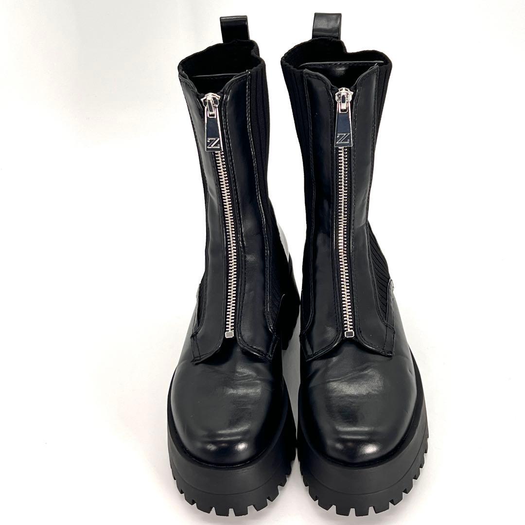 【美品】ZARA ザラ 厚底 ソックスブーツ フロントジップ トラックソール