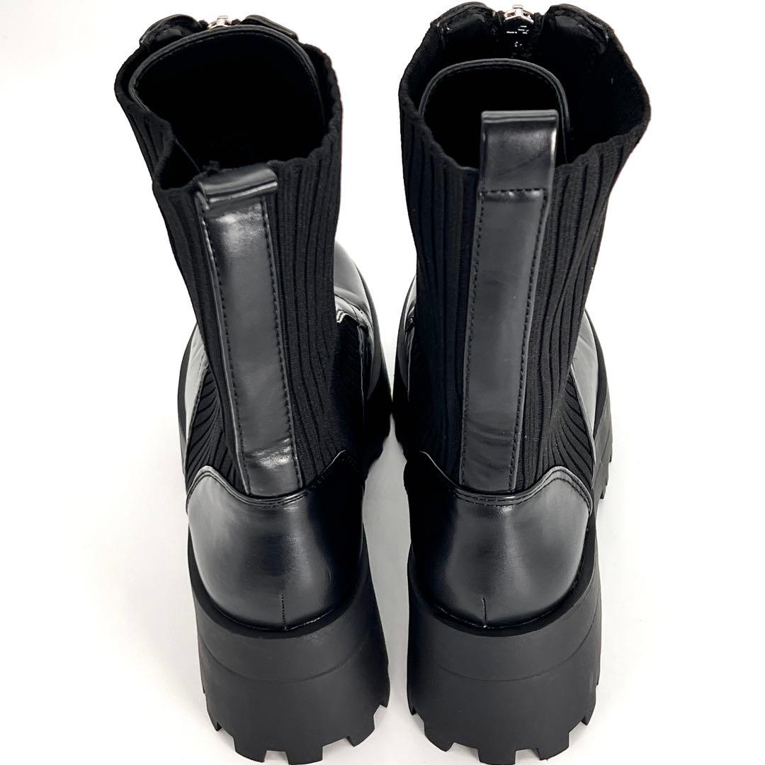 【美品】ZARA ザラ 厚底 ソックスブーツ フロントジップ トラックソール