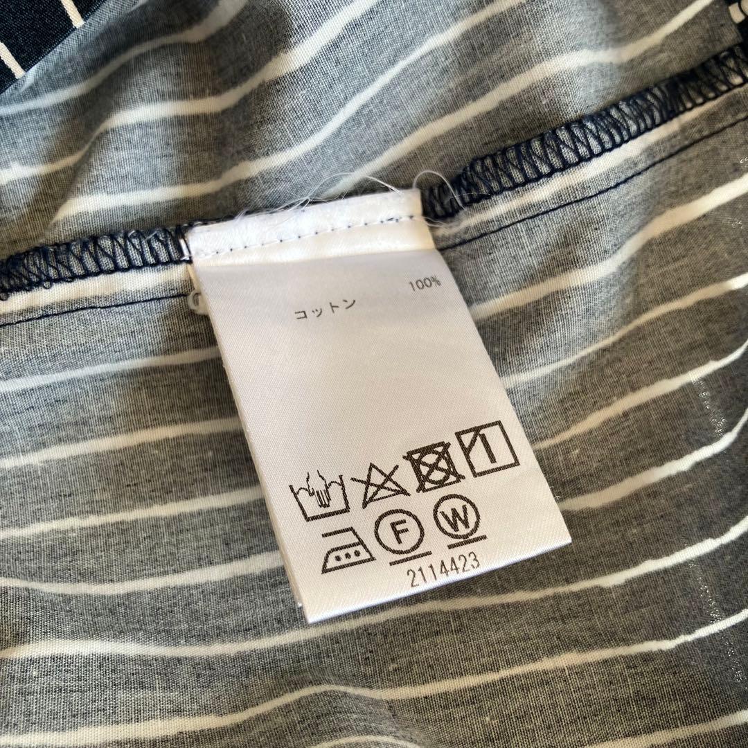 【美品】マリメッコ　シャツワンピース　PICCOLO 縦縞　銀ボタン　ピッコロ