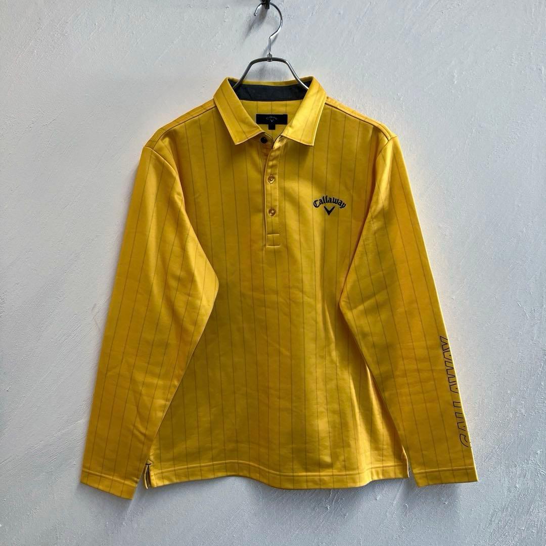 極美 callaway 袖プリント 長袖 ポロシャツ キャロウェイ