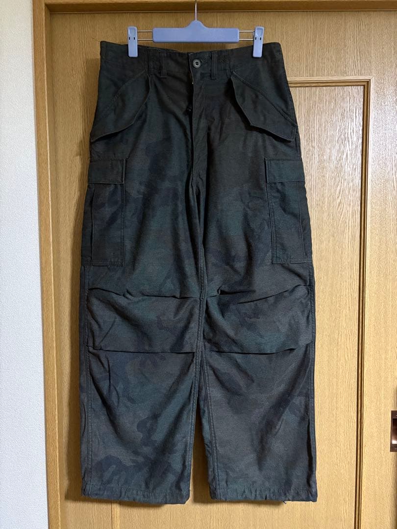 米軍 M-65フィールドカーゴパンツ ウッドランド迷彩 BLACK染め S-R