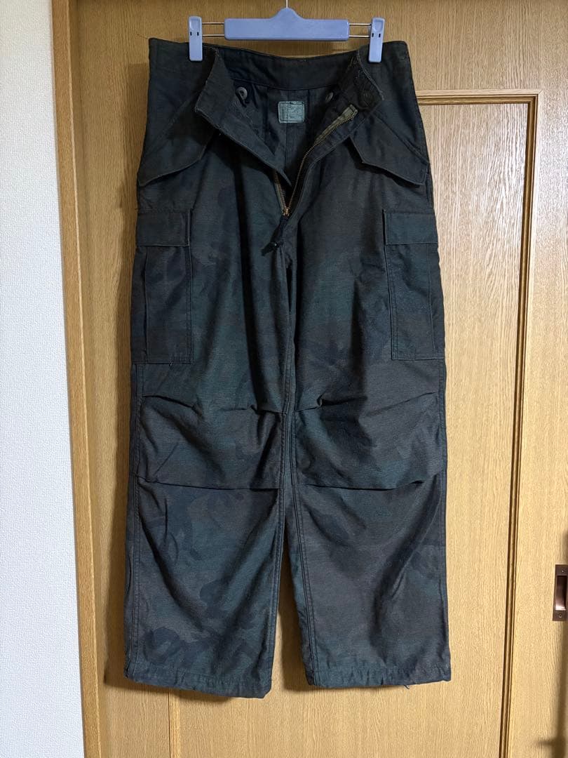 米軍 M-65フィールドカーゴパンツ ウッドランド迷彩 BLACK染め S-R