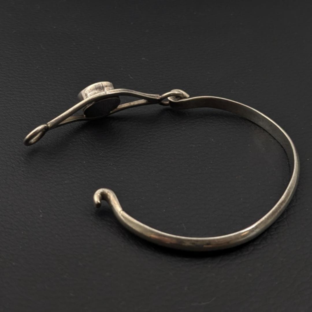 ヴィンテージ メキシカンシルバー925 オニキス バングル 17g