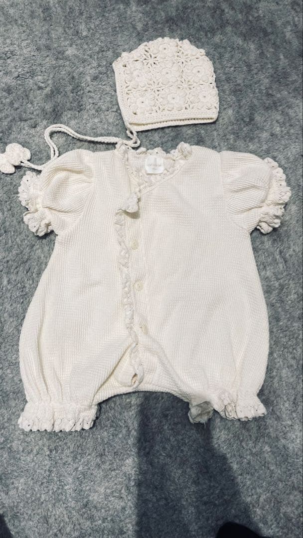 ciel de bébé ワッフル退院着　ボンネット