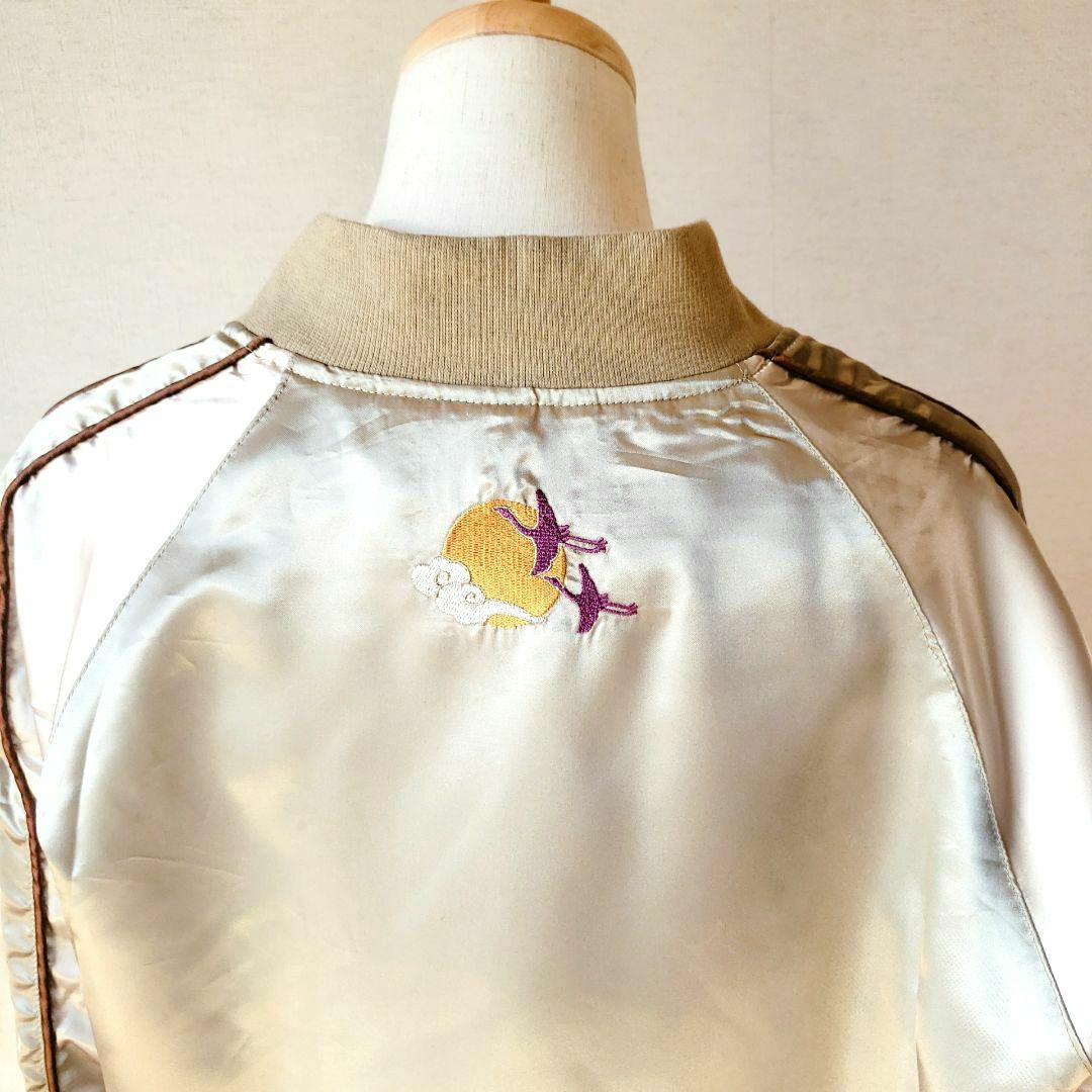 ★未着用★ マッシュマニア スカジャン ゴールド サテン 鶴 松 刺繍