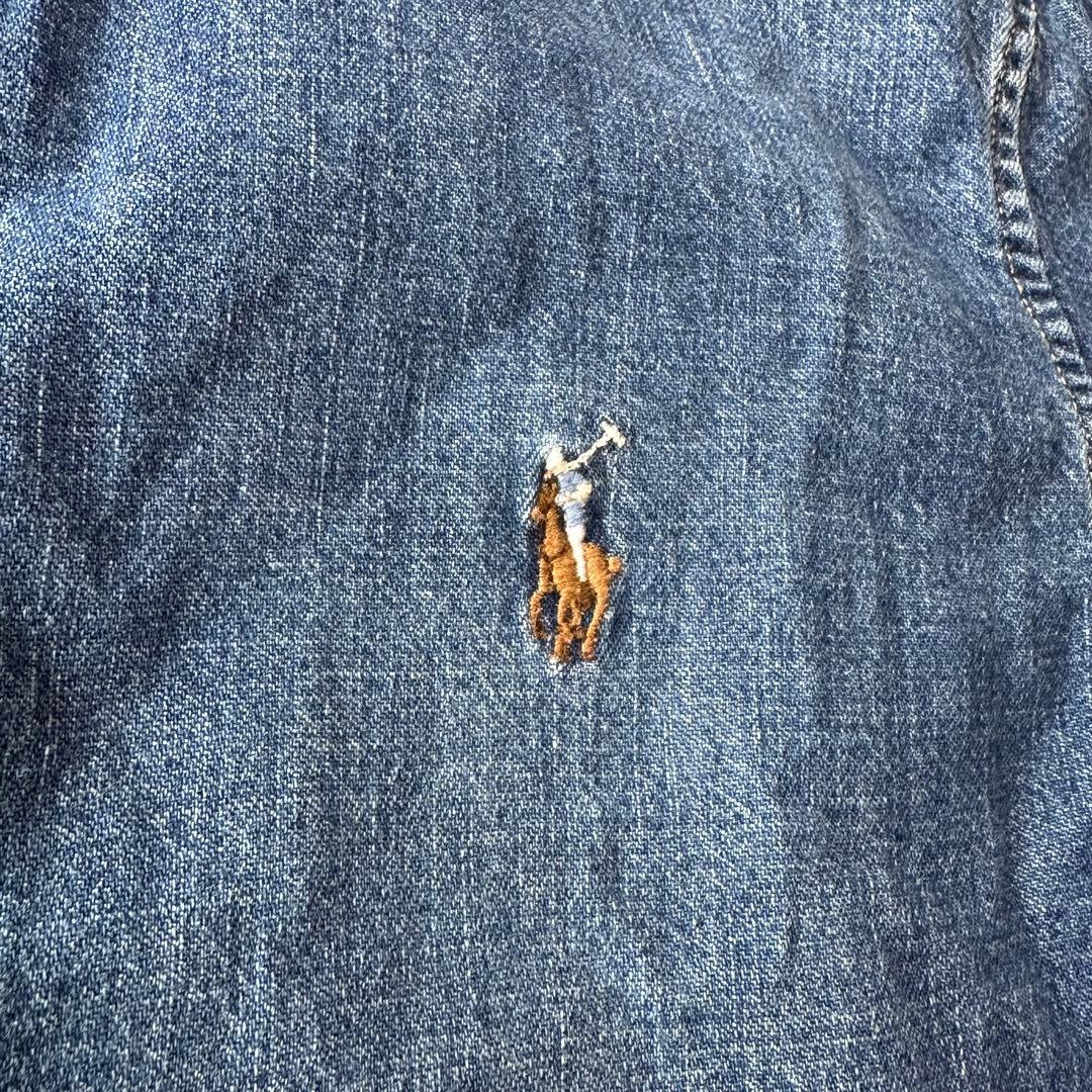 ラルフローレン デニムシャツ ダンガリー マルチポニー 刺繍 インディゴ M