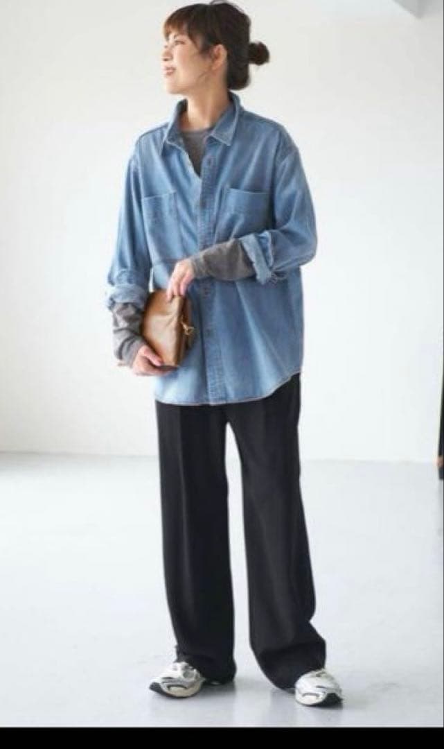 スピックアンドスパン　ライトオンスデニムシャツ　サックスブルー