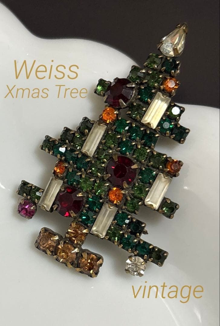 USA WEISS ヴィンテージブローチ Xmas Tree 5Candles