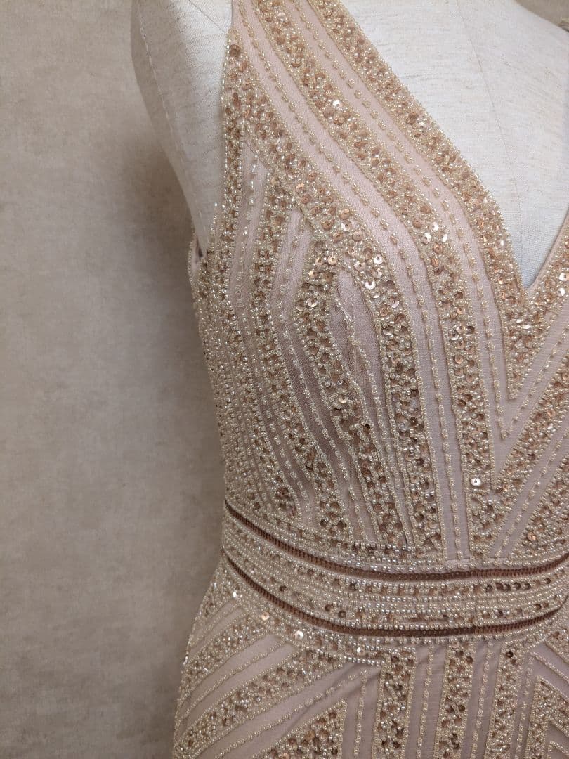 ロングドレス 演奏会発表会　ステージ　パーティー　イブニングドレス 　総ビーズ