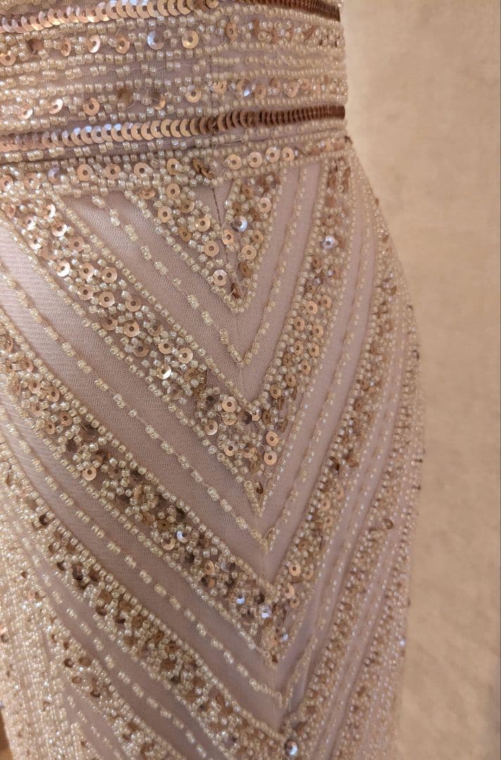 ロングドレス 演奏会発表会　ステージ　パーティー　イブニングドレス 　総ビーズ