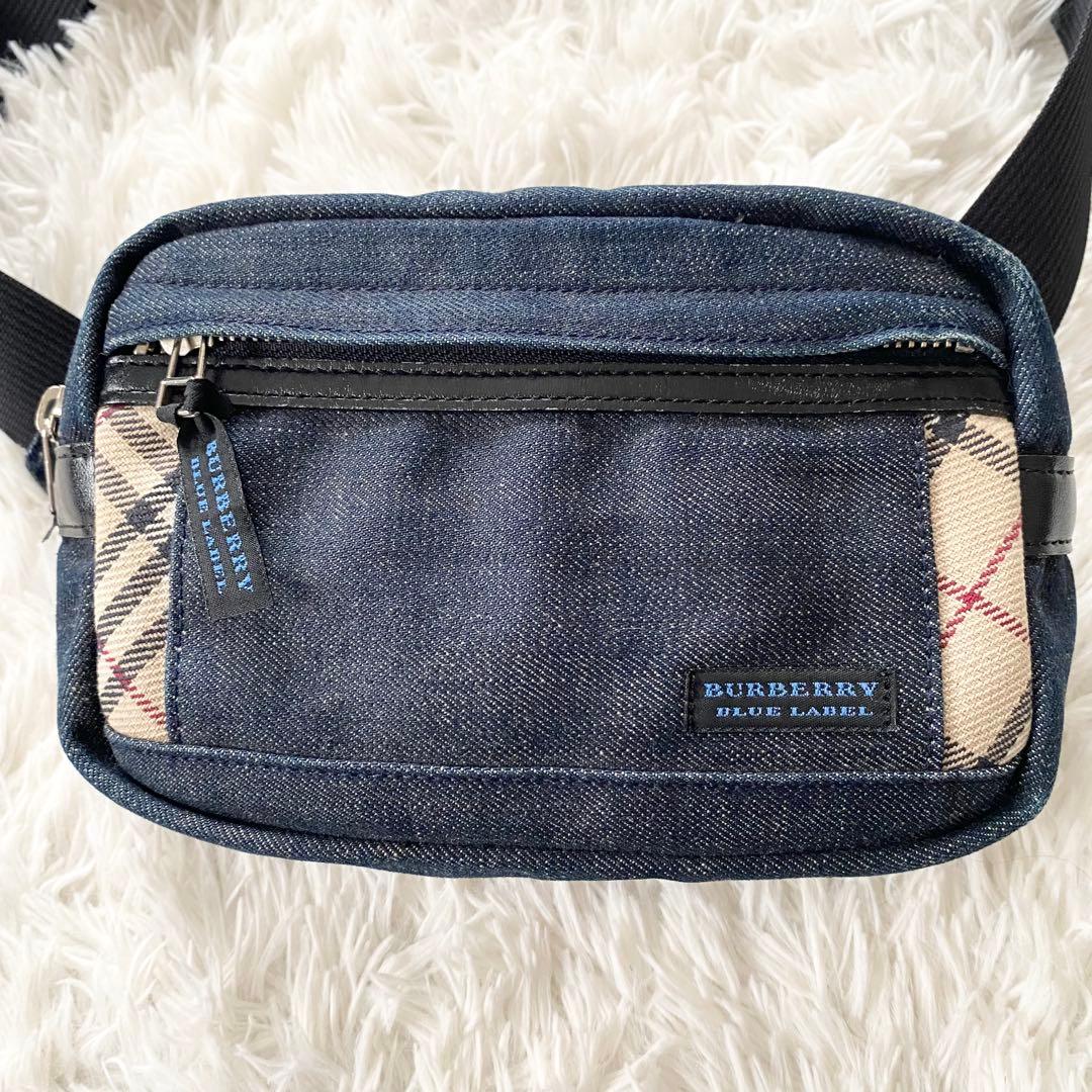 【美品】バーバリーブルーレーベル ミニショルダーバッグ デニム ノバチェック