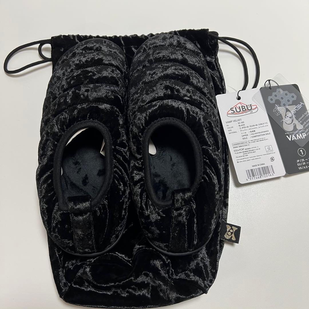 新品 SUBU スブ DOTS VAMP VELVET BLACK サンダル