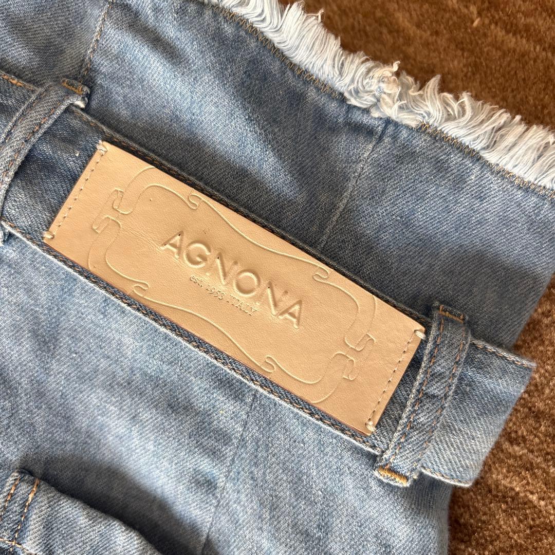 アニオナ AGNONA ロゴプレート ブルーデニムパンツ