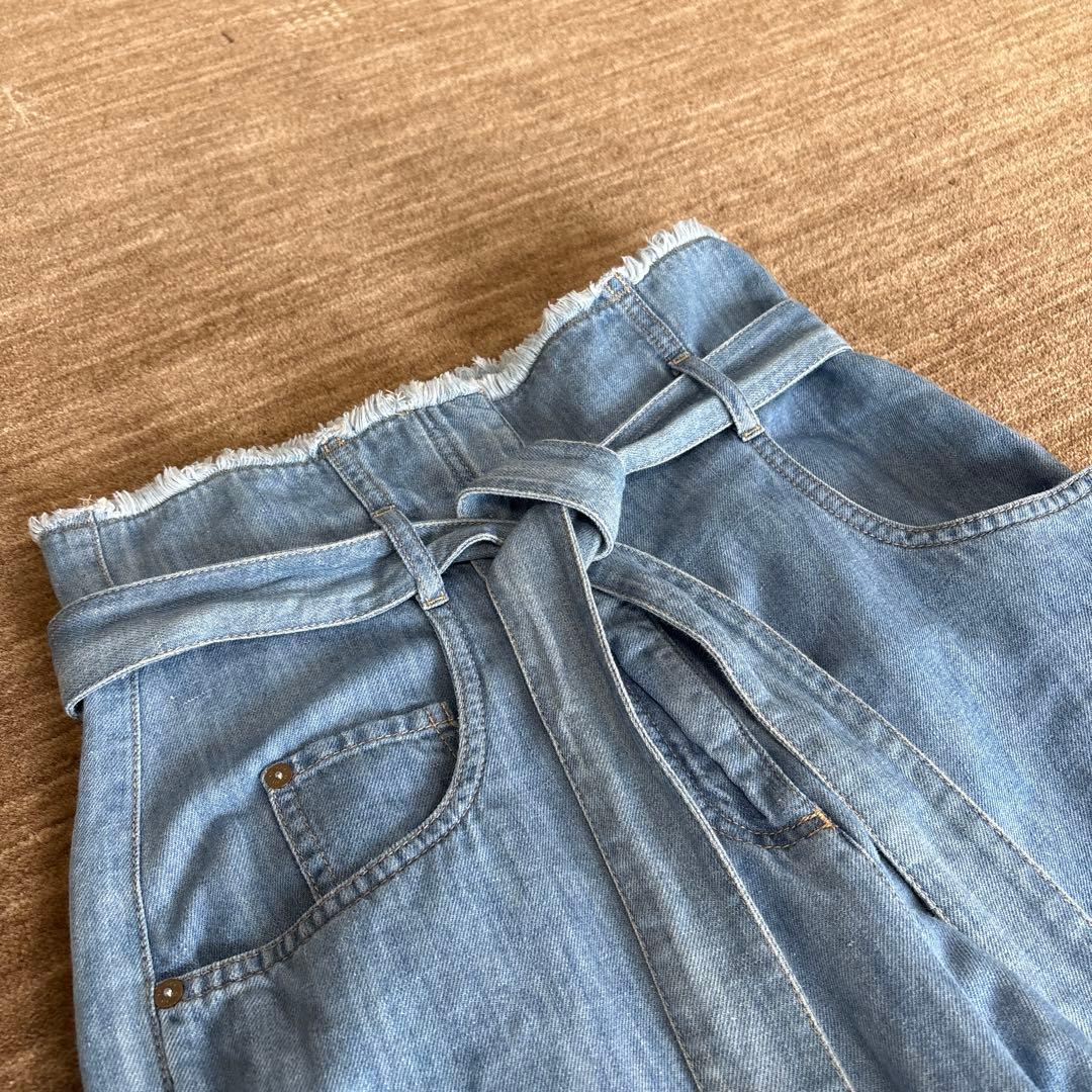 アニオナ AGNONA ロゴプレート ブルーデニムパンツ