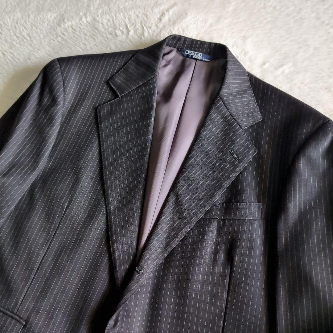 ポロラルフローレン ストライプ ビンテージ スーツ スリーピース チャコール