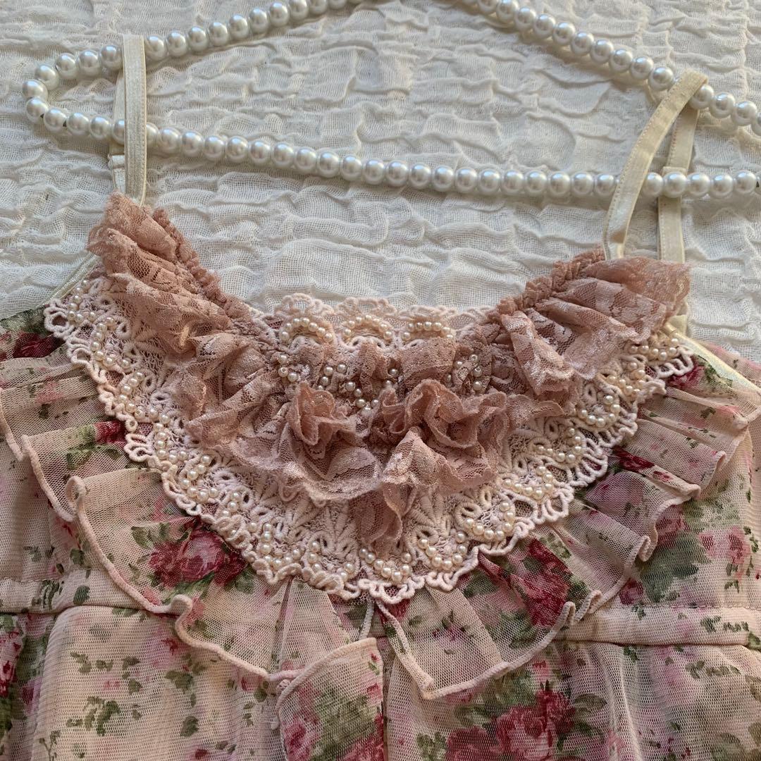 アクシーズファム　花柄キャミソール　フリル　レース　M