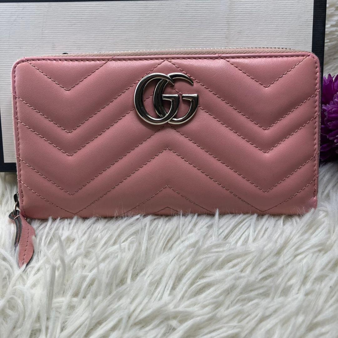 美品✨️グッチ GG マーモント 長財布 ラウンドジップ キルティング