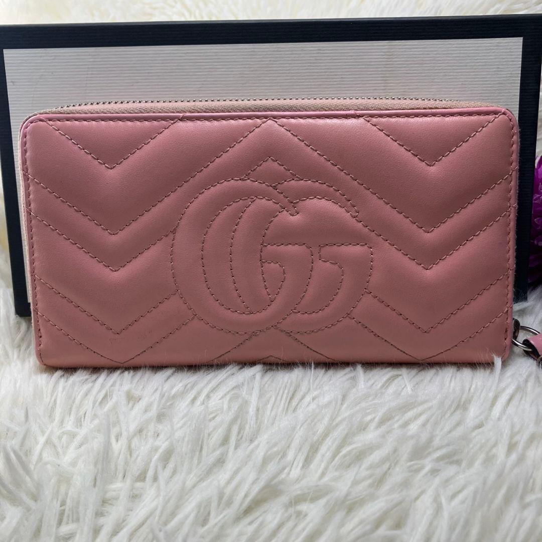 美品✨️グッチ GG マーモント 長財布 ラウンドジップ キルティング