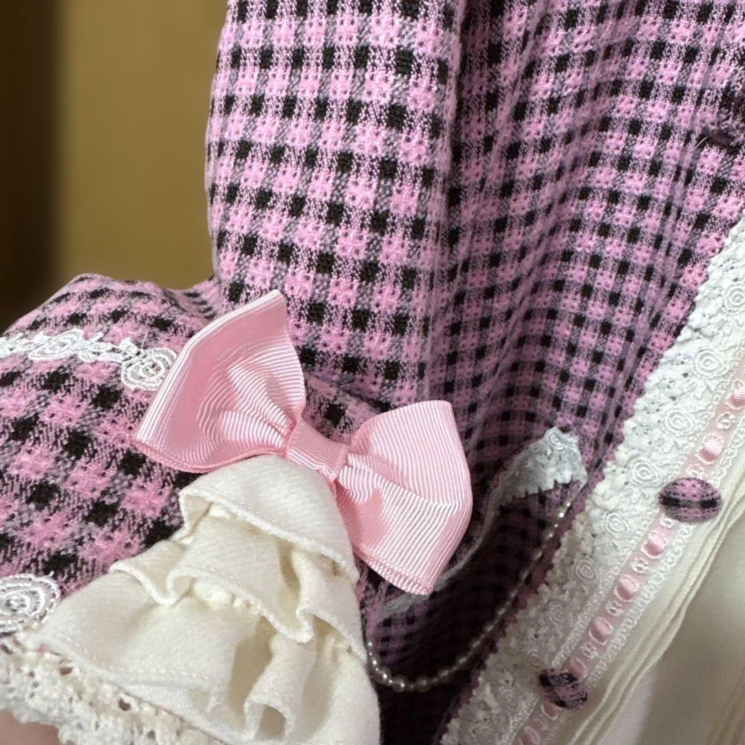 星*奨様 BODYLINEボディラインのチェック柄ワンピコート　ワンピース　姫ロ