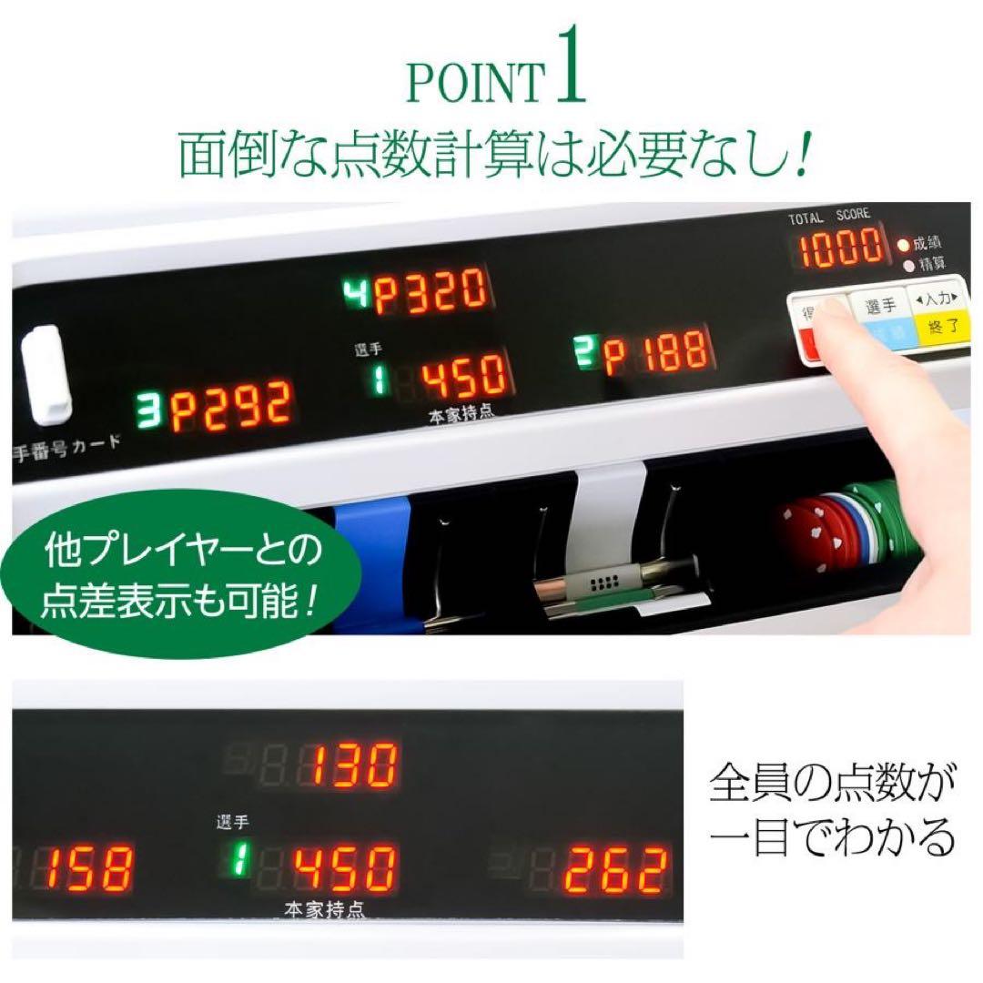 【新品】全自動麻雀卓 白 アルミ脚 点数表示 点棒計算 ドリンクホルダー 麻雀台