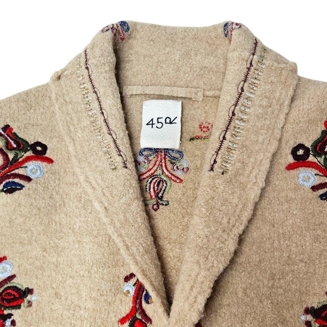 45R 縮絨 ウール 刺繍 ジャケット ベージュ