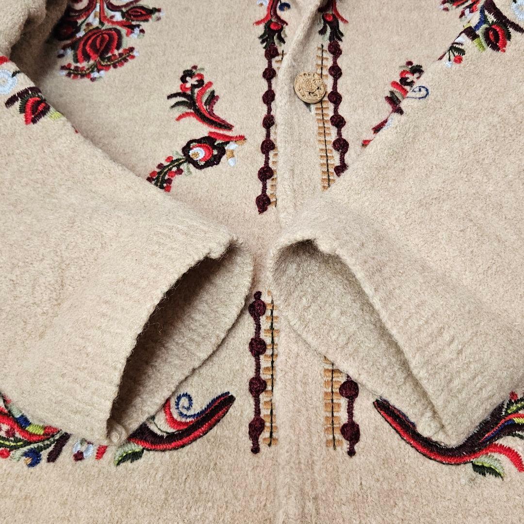 45R 縮絨 ウール 刺繍 ジャケット ベージュ