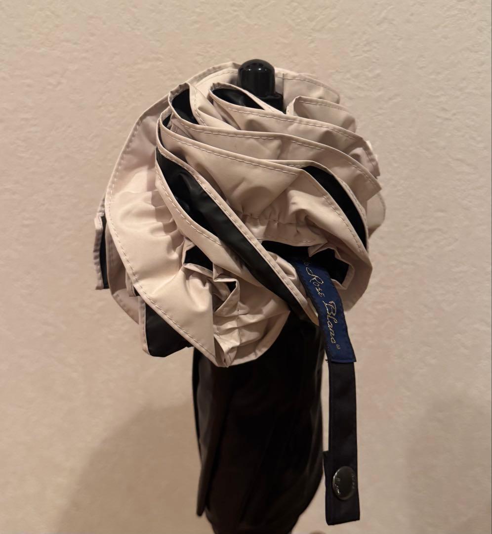 芦屋ロサブラン 日傘 2段折り フリル 曲がり竹手元