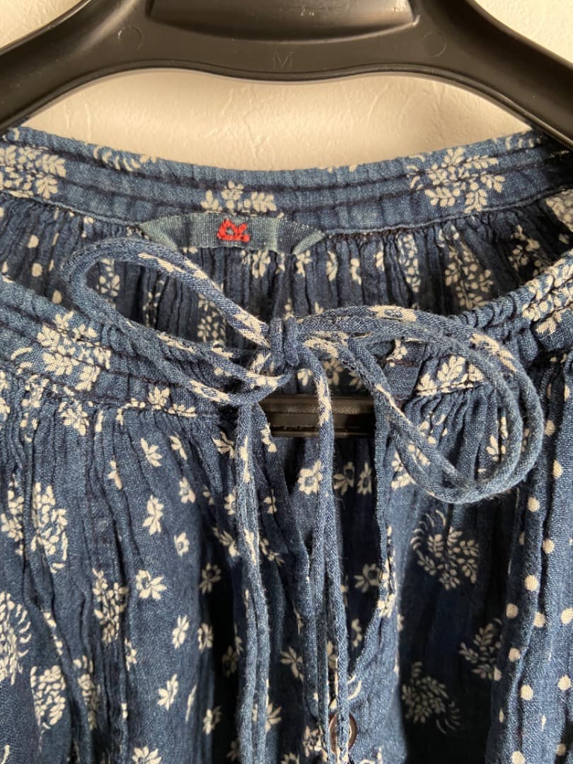 45R インディゴパッチワークチュニックブラウス