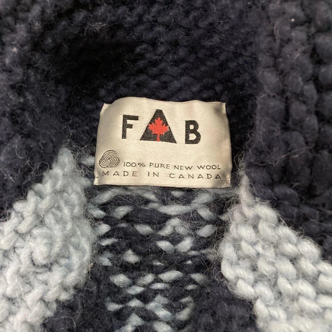 FAB カナダ製　カウチン　カーディガン　メープルボタン
