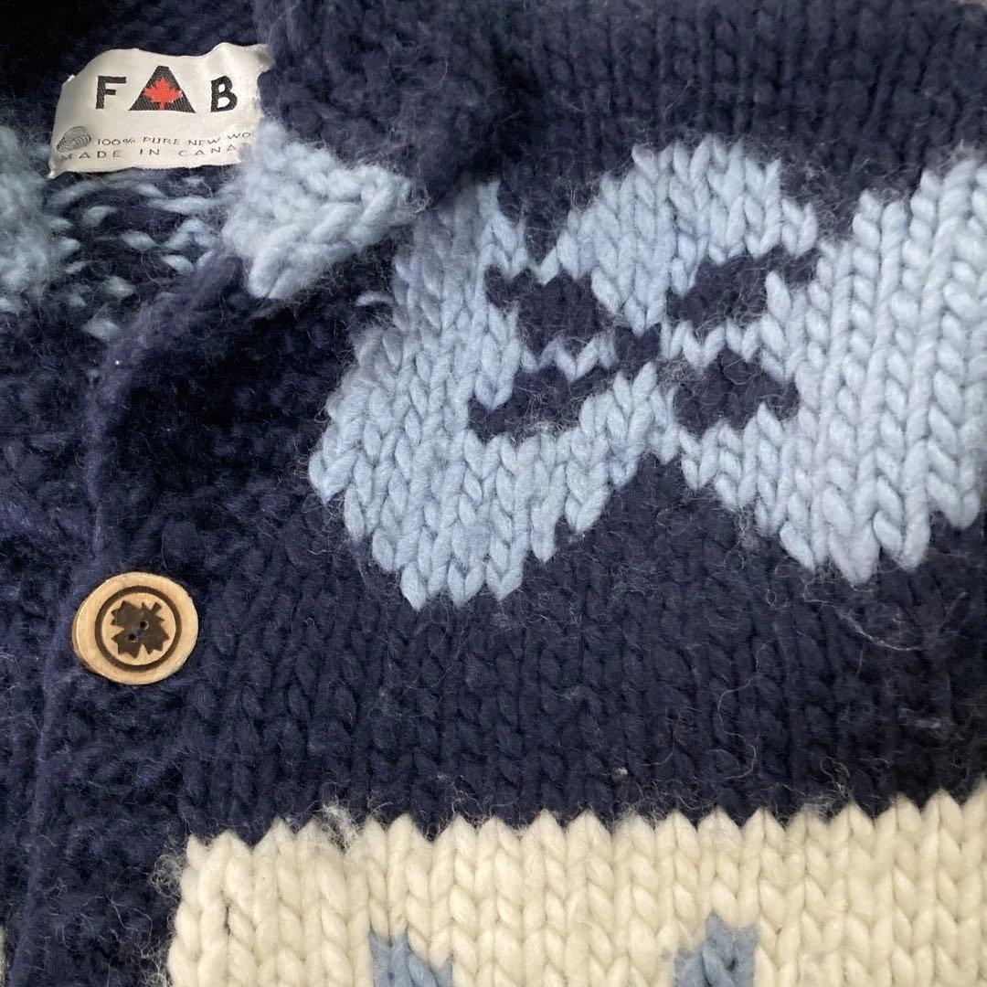 FAB カナダ製　カウチン　カーディガン　メープルボタン