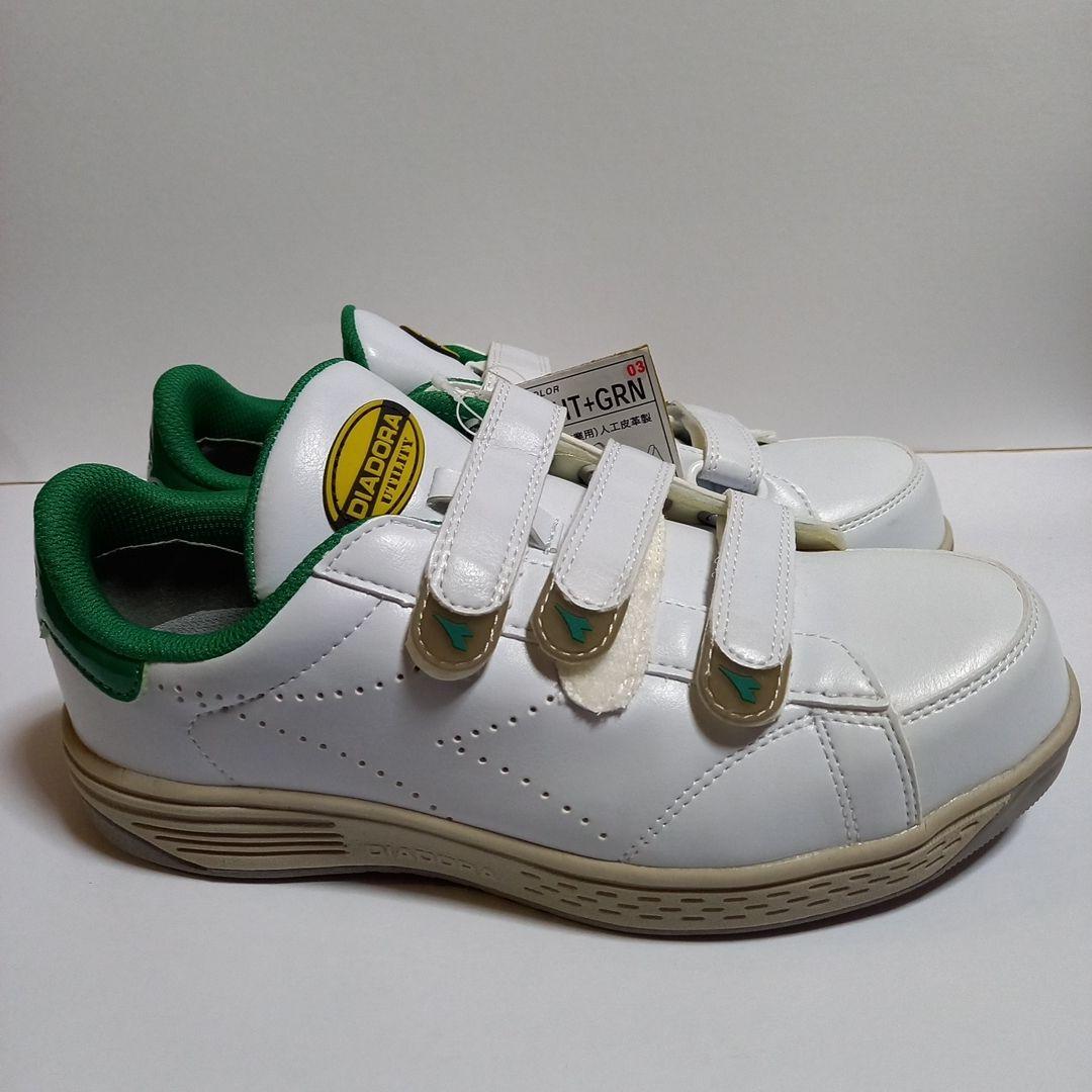 DIADORA ユーティリティー安全靴 ホワイト/グリーン ベルクロ　販売終了品