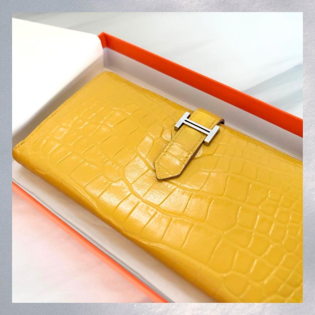 Hashimoto様♡美品♡エルメス べアンスフレ長財布 イエロー アリゲーター