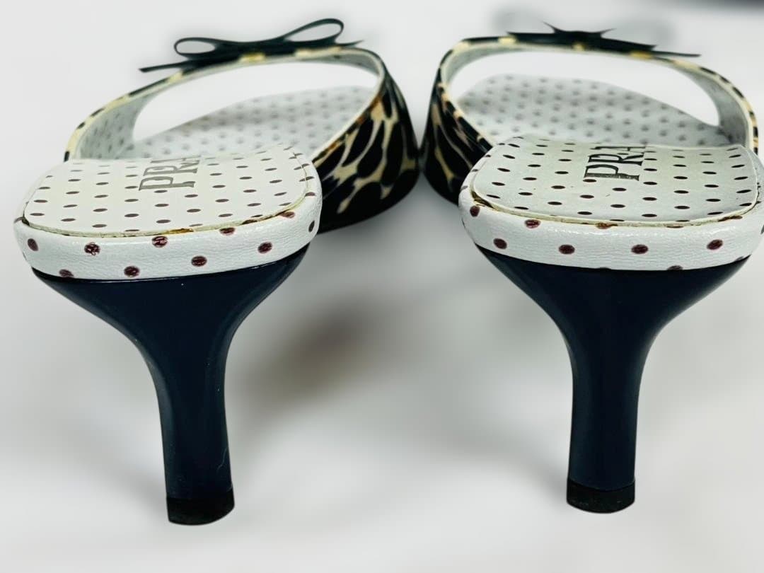 ◆未使用 PRADA プラダ ハート×ドット柄 リボン ミュール