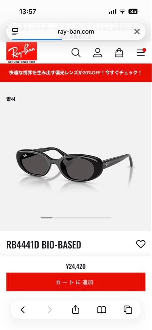 Ray-Ban RB4441D ブラック サングラス