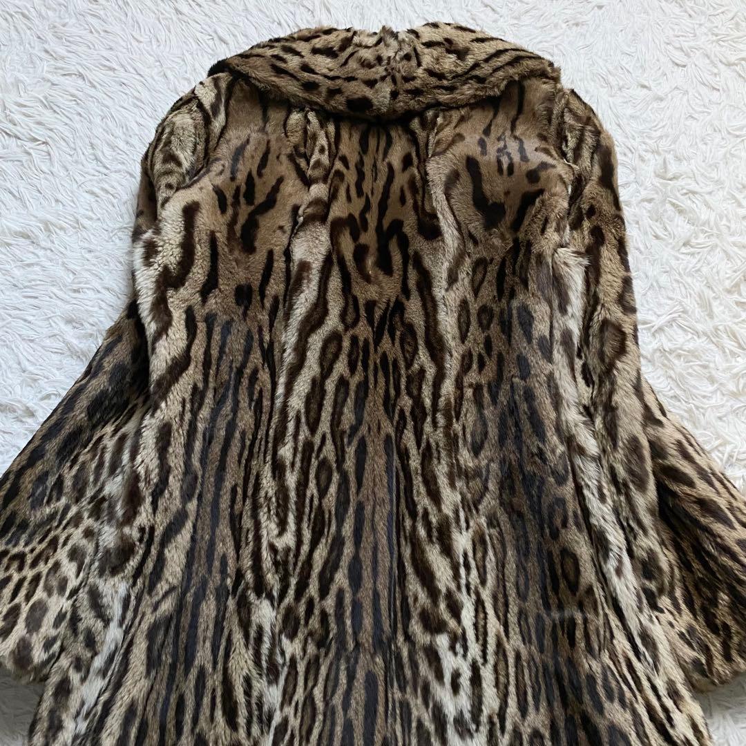 極美品■エンバ　レオパード柄　リアルファー　毛皮　ロングコート　豹柄　M