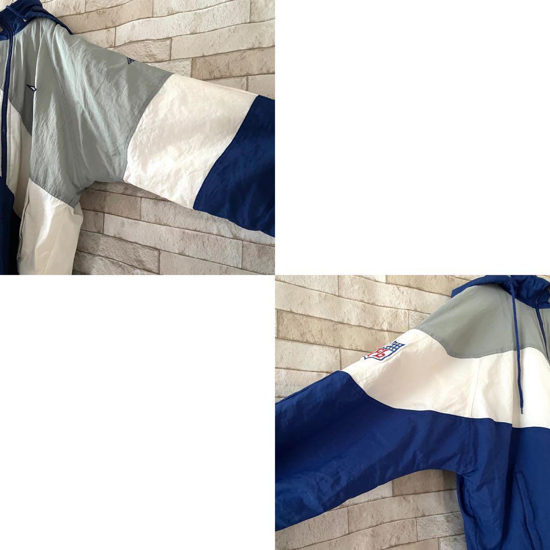 NFL 中綿ジャケット 刺繍ロゴ COWBOYS 裏地キルティング 青 白 M