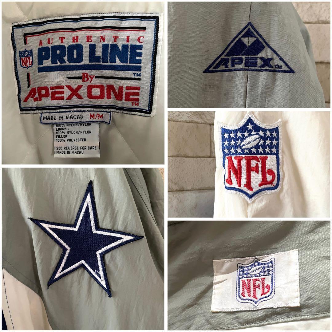 NFL 中綿ジャケット 刺繍ロゴ COWBOYS 裏地キルティング 青 白 M